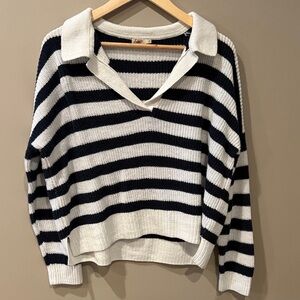 Faherty Navy/White Striped Sweater L